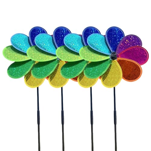 LYEAA Blumenwindspinner funkelnder Garten Windmühle Regenbogen Außentermeter Dekor for Gartenparty und Rasen von LYEAA