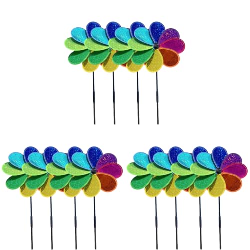 LYEAA Blumenwindspinner funkelnder Garten Windmühle Regenbogen Außentermeter Dekor for Gartenparty und Rasen von LYEAA