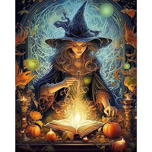 LYEAA Hexe Ölgemälde Halloween Malen nach Zahlen Kit DIY Hexe Ölkunst Bild Handwerk Home Wall Decor von LYEAA