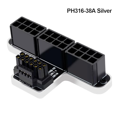LYEAA PCIE-Grafikkarte ATX3.0 Netzteilkabel-Adapter 12+4Pin 180-Grad-Drehanschluss Stecker auf Buchse GPU-Servolenkungsanschluss 12VHPWR 3X8Pin auf 40-Serie for Desktop-Grafikkarte (PH316-38 von LYEAA