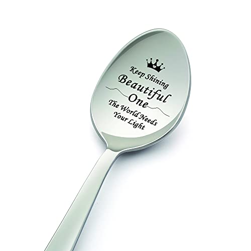 LYF Collection Keep Shining Beautiful One The World Needs Your Light, 20,3 cm Löffel, entworfen für Inspiration, Geschenk unter 10 £ - Geschenke für Ihn/Geschenke für sie, perfektes inspirierendes von LYF Collection