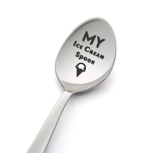 LYF Collection My Ice Cream Spoon-Löffel, Edelstahl, 20,3 cm, für Eis-Liebhaber, gravierter Löffel für Geschenk, Geburtstag, Geschenk von LYF Collection