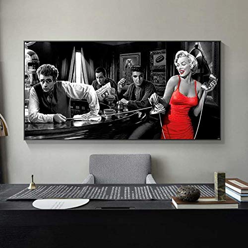 LYFCV James Dean Marilyn Monroe Elvis Presley Leinwandbilder Poster und Drucke Wandkunst Bilder für Wohnzimmer Dekor 50X100cm 20x38 Zoll ohne Rahmen von LYFCV