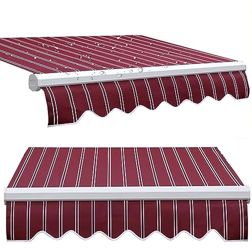 Ersatz Polyester Himmel Oberschale Garten Außen Wasserdicht Anti UV Abdeckung für Terrassenfenster Strand Cafetür (Red Stripes 22.9x9.8ft) von LYFDPN