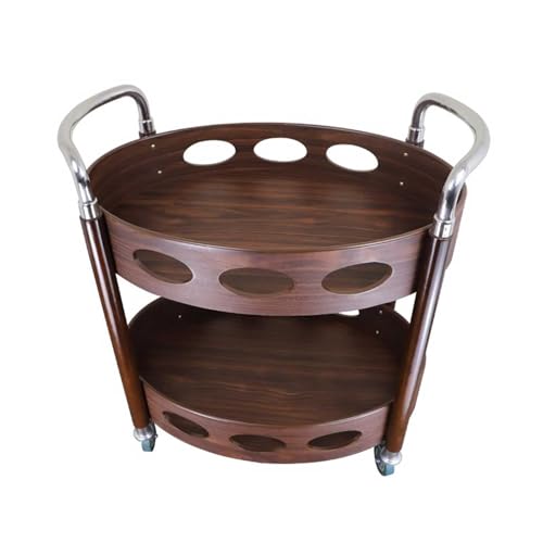 Holzbarren im Retro-Stil und Servierwagen, 2-stöckiger Holz-Barwagen mit Rollen und 2 Griffen, versetztes Kaffeegeschirr Holzbarren im Retro-Stil und Servierwagen, 2-stöckiger Holz-Barwagen mit Rollen und 2 Griffen, versetztes Kaffeegeschirr von LYFDPN