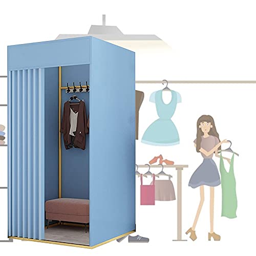 LYFDPN Bekleidungsgeschäft Umkleidekabine mit Sonnenschirm, stehend temporäre faltbare tragbare Umkleidekabine Display Rack Sichtschutz Vorhang (Blau, 100 * 100 * 200cm) von LYFDPN