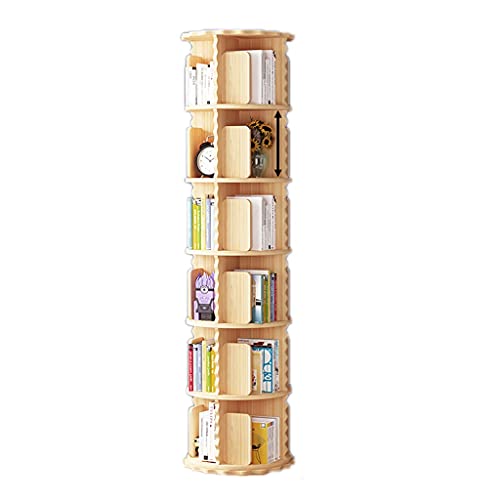 LYFDPN Bücherregale, drehbares Bücherregal, Massivholz-Bücherregal, Bodenregal, Bücherregal, mehrschichtig, optionales Spitzendesign (Holz, 6 Schichten) (6 Layers (48 * 192cm)) von LYFDPN