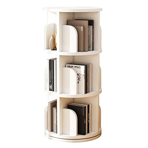 LYFDPN Drehbares Bücherregal, großes Fassungsvermögen, mehrschichtiges Aufbewahrungs-Bücherregal, einfache Höhenverstellung des Massivholz-Bücherregals (White 39 * 99.1cm) von LYFDPN