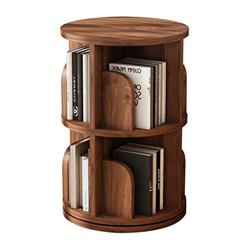 LYFDPN Drehbares Bücherregal, großes Fassungsvermögen, mehrschichtiges Aufbewahrungs-Bücherregal, einfache Höhenverstellung des Massivholz-Bücherregals (Wood Color 39 * 67.4cm) von LYFDPN
