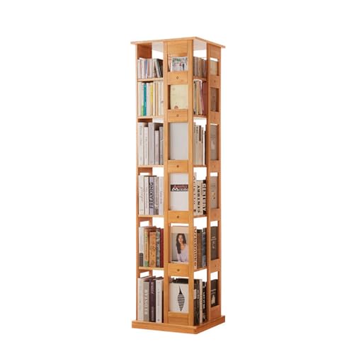 LYFDPN Drehbares Bücherregal für Kinder, um 360° drehbares Bücherregal, offenes Regal, geeignet für Heimbüro, Arbeitszimmer, Wohnzimmer (Wood Color 6 Layers) von LYFDPN