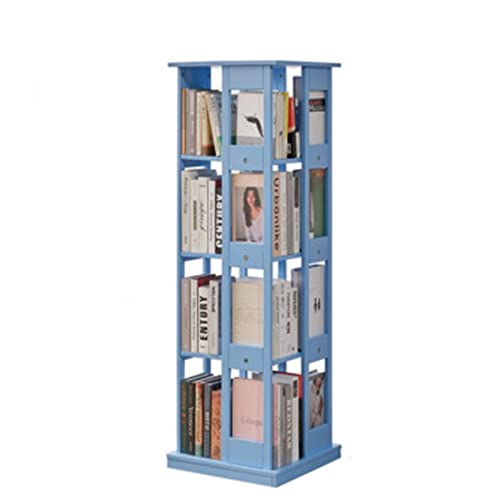 LYFDPN Rotierendes Bücherregal, Turm, Massivholz, rotierendes Bücherregal, 360 Grad bewegliches kleines Bücherregal, Boden, Wohnzimmer, einfaches Regal, Haushalt (Blue) von LYFDPN