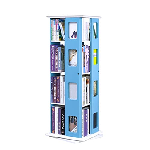 LYFDPN Rotierendes Bücherregal, Turm, rotierendes Bücherregal, 360-Grad-Bücherregal, Boden, Massivholz, einfaches Regal, einfache Lagerung, Studentenleben (Blue) von LYFDPN