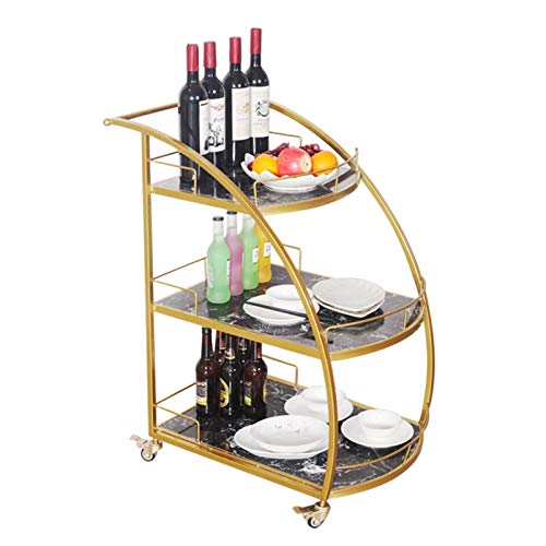 LYFDPN Trolley Bar Servierwagen Tisch Küche Weinaufbewahrungswagen Abschließbare Räder für Home Hostess Catering Trolleys, Metall und Marmor von LYFDPN