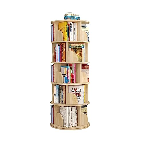 LYFDPN Vertikales Bücherregal, um 360° drehbares Regal, 5-lagiges Regal, Bücherregal, geschichtetes Lagerregal für Wohnzimmer, Schlafzimmer, Arbeitszimmer (46 * 98cm) von LYFDPN
