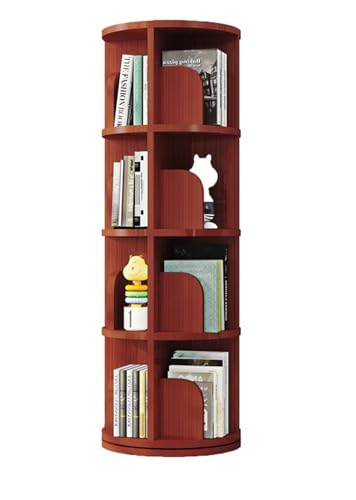 LYFDPN Vitrine, drehbares Bücherregal aus massivem Holz, einfaches Boden-Bücherregal für Zuhause, Wohnzimmer, YIJIAN (39x39x130.8cm Teak Color) von LYFDPN