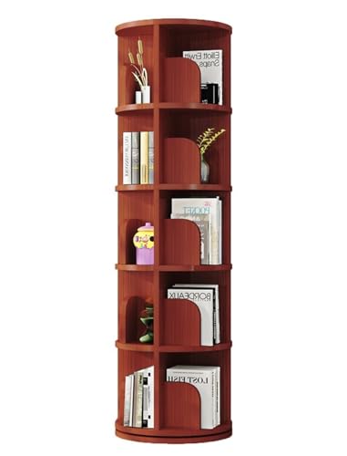 LYFDPN Vitrine, drehbares Bücherregal aus massivem Holz, einfaches Boden-Bücherregal für Zuhause, Wohnzimmer, YIJIAN (39x39x162cm Teak Color) von LYFDPN