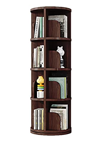 LYFDPN Vitrine, drehbares Bücherregal aus massivem Holz, einfaches Boden-Bücherregal für Zuhause, Wohnzimmer, YIJIAN (46x46x130cm Walnut Color) von LYFDPN