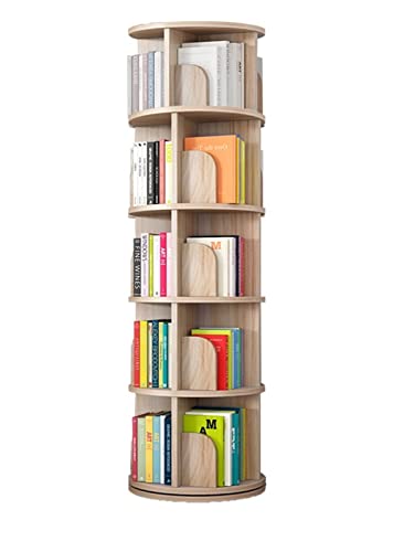 LYFDPN Vitrine, drehbares Bücherregal aus massivem Holz, einfaches Boden-Bücherregal für Zuhause, Wohnzimmer, YIJIAN (46x46x162cm Log Color) von LYFDPN