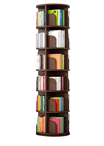 LYFDPN Vitrine, drehbares Bücherregal aus massivem Holz, einfaches Boden-Bücherregal für Zuhause, Wohnzimmer, YIJIAN (46x46x195cm Walnut Color) von LYFDPN