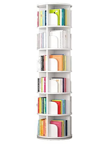 LYFDPN Vitrine, drehbares Bücherregal aus massivem Holz, einfaches Boden-Bücherregal für Zuhause, Wohnzimmer, YIJIAN (46x46x195cm Warm White) von LYFDPN