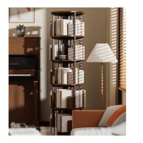 LYFDPN Vitrine, rundes drehbares Bücherregal aus massivem Holz, Eckbücherregal, bodenstehendes Aufbewahrungsregal für das Wohnzimmer, bemaltes Bücherregal (44x44x121cm Log Color Removable) von LYFDPN