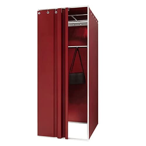 Quadratische bewegliche Umkleidekabine, temporäre Umkleidekabine, Metallschiene Einfache Umkleidekabine für Einkaufszentren, Schlafzimmer (Rot 90x200CM) von LYFDPN