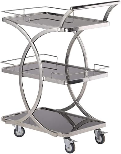 Trolley 3-lagig Servierwagen Küchenwagen Edelstahl Stabiler Rollwagen Abschließbare Räder für Home Bar Servierwagen Getränkewagen Leicht zu platzieren von LYFDPN