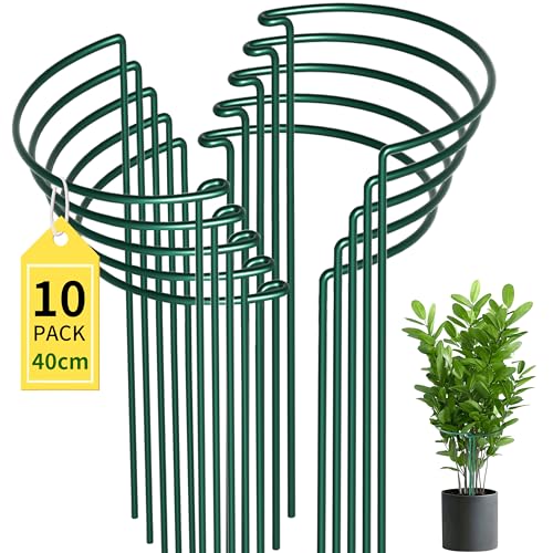 LYFETC 10pcs Metallene Pflanzstütze für den Garten 25x40 cm, Pflanzeneinsatz für Ihren Garten, Staudenhalter für Pfingstrosen, Plant Support for Garden Green von LYFETC