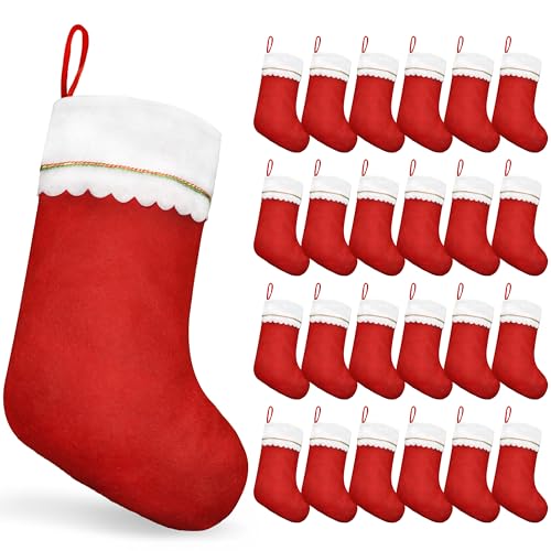 LYFETC 24 Pakete Rote Filz-Weihnachtsstrümpfe,45cm Aufhängbare Nikolausstrümpfe,Ideal Als Nikolaussocken Für Kamin- Und Weihnachtsbaumdekoration LYFETC 24 Pakete Rote Filz-Weihnachtsstrümpfe,45cm Aufhängbare Nikolausstrümpfe,Ideal Als Nikolaussocken Für Kamin- Und Weihnachtsbaumdekoration von LYFETC