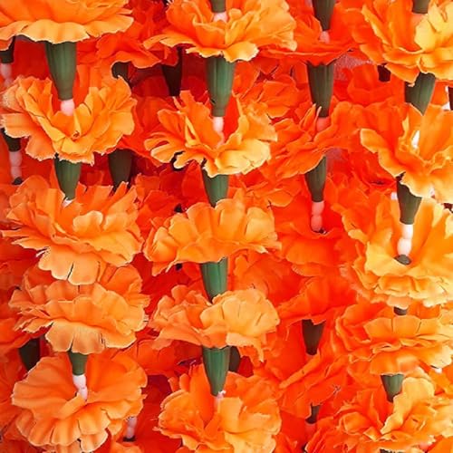 LYFJOY 10 Stück indische handgefertigte künstliche Genda-/Ringelblumen-Girlanden, Dekoration, 1,5 m pro lange Tür, hängende Genda-Phool, für Hochzeiten, Festivals, Orange von LYFJOY