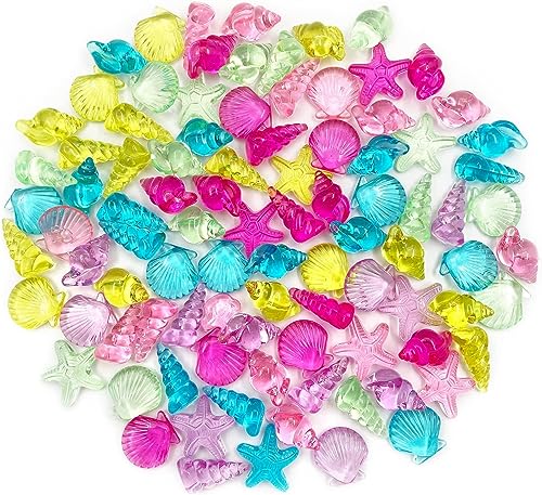 LYFJXX 92 Stück/Set 4 Stile Acryl Muscheln Conch Seestern Tischstreuungen Strand Thema Muscheln Party Dekoration Handwerk von LYFJXX
