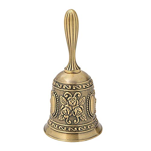LYFJXX Hand Bell Metal Tone Ring Alarm Hand Hold Service Call Bell Desktop Bell Tea Dinner Bell Game Bell Christmas Bell (Gold) von LYFJXX