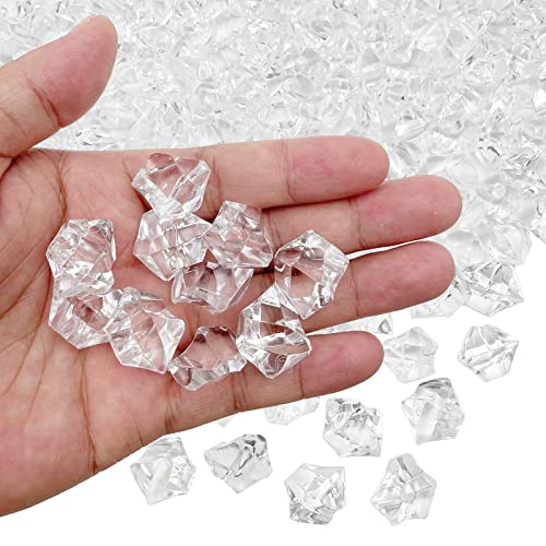 LYFJXX Künstliche Crushed Ice Rocks Diamanten Kunststoff Eiswürfel Acryl klar Ice Rock Diamant Kristalle Edelsteine für Dekoration Hochzeit Display Vase Füllstoffe (16 x 22 mm), transparent von LYFJXX
