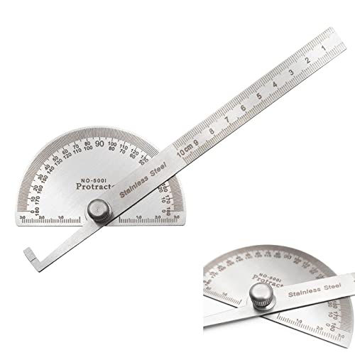 LYFJXX Winkelmesser, Edelstahl-Winkellineal, 0-180 Grad, 10 cm, Holzbearbeitungslineal, Winkelmesswerkzeug, Winkelmesser, Handwerker-Winkelmesswerkzeug LYFJXX Winkelmesser, Edelstahl-Winkellineal, 0-180 Grad, 10 cm, Holzbearbeitungslineal, Winkelmesswerkzeug, Winkelmesser, Handwerker-Winkelmesswerkzeug von LYFJXX