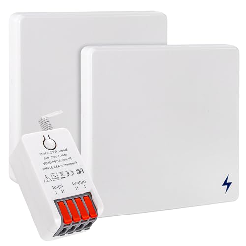 Funk Lichtschalter Kit 86 Wandpanel Fernlichtschalter und 16 Amp Relais Empfänger Controller AC90-250V, Long Range Reomte ON OFF für Wechselstromgeräte (2 Schalter und 1 Empfänger) von LYGKJ