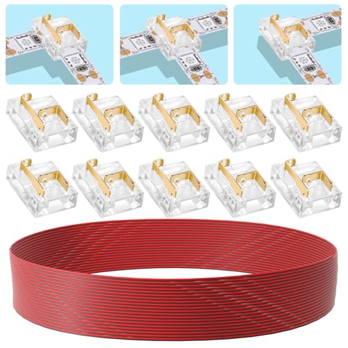 led verbinder 10pcs COB SMD 2 Pin 10mm Transparent connector Kit 20M 22AWG LED kabel für spaltfreies Löten und led eckverbinder (SMD/COB 2PIN 10MM) von LYGKJ
