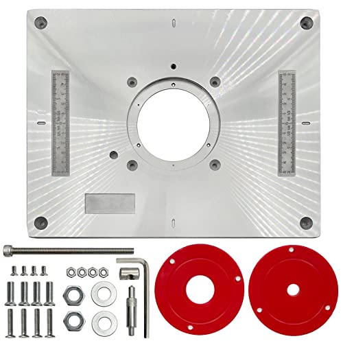 Aluminium Router Table Insert Plate Table for Woodworking Benches Router Plate Wood Tools Milling Trimming Machine with Rings (rot 11inches) von LYHLYA
