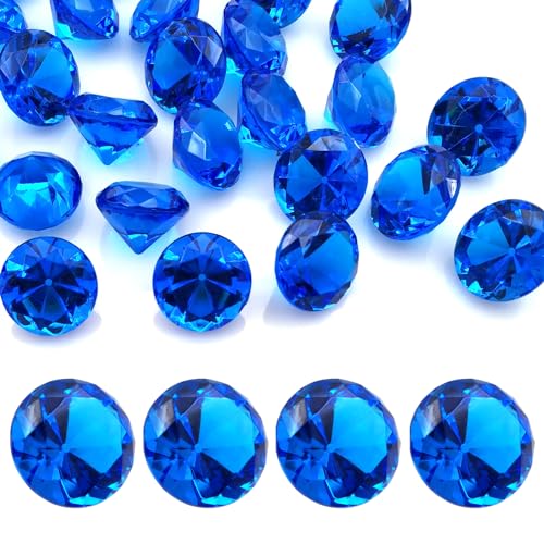 LYHLYA 100 Stück Edelsteine für Kinder, Dunkelblau Acryl Diamanten 25 mm Deko Diamanten acryl Edelsteine Gefälschte Edelsteine für Vasenfüller, Hochzeit Vasen Tischdeko,Partydekorationen von LYHLYA