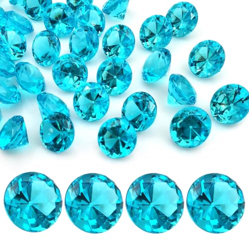 LYHLYA Edelsteine für Kinder, Himmelblau Acryl Diamanten 25 mm Deko Diamanten acryl Edelsteine Gefälschte Edelsteine für Vasenfüller, Hochzeit Vasen Tischdeko,Partydekorationen von LYHLYA