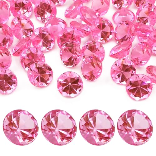 LYHLYA Edelsteine für Kinder, Rosa Acryl Diamanten 25 mm Deko Diamanten acryl Edelsteine Gefälschte Edelsteine für Vasenfüller, Hochzeit Vasen Tischdeko,Partydekorationen von LYHLYA