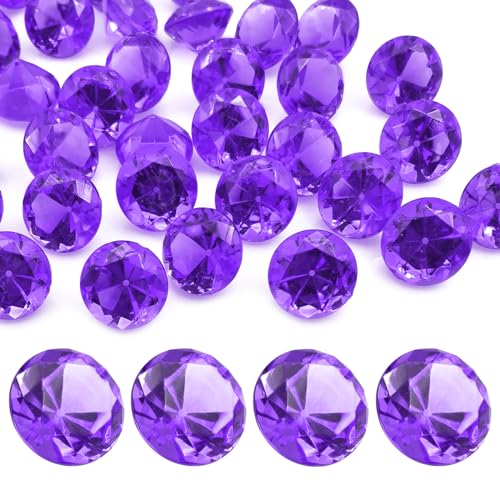 LYHLYA Edelsteine für Kinder, Violett Acryl Diamanten 25 mm Deko Diamanten acryl Edelsteine Gefälschte Edelsteine für Vasenfüller, Hochzeit Vasen Tischdeko,Partydekorationen von LYHLYA