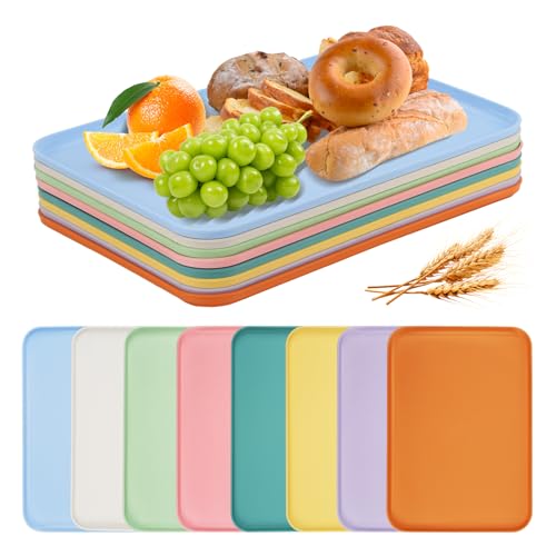 Rechteckige Serviertabletts aus Kunststoff, lebensmittelecht, BPA-frei, Party-Tabletts für Snacks, Desserts, Getränke, leicht, stapelbar und wiederverwendbar, Größe L, 8 Stück von LYHLYA