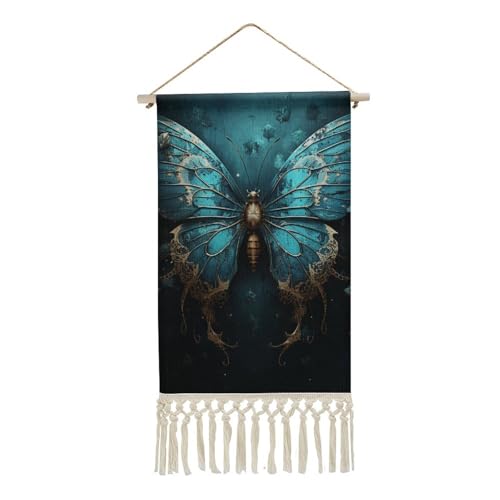 Blaues Schmetterlingsmuster, Wanddekoration, Gemälde, hängende Leinwand, Wandkunst, Gemälde für Wohnzimmer, dekorativer Posterrahmen, Retro-Kunstdrucke, hängendes Bauernhaus-Banner für Innenbereich Blaues Schmetterlingsmuster, Wanddekoration, Gemälde, hängende Leinwand, Wandkunst, Gemälde für Wohnzimmer, dekorativer Posterrahmen, Retro-Kunstdrucke, hängendes Bauernhaus-Banner für Innenbereich von LYHVSFJW