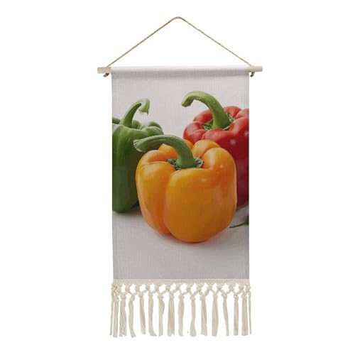 Wanddekoration, Motiv: Drei frische Paprika, zum Aufhängen, Leinwand, Wandkunst, Gemälde für Wohnzimmer, dekorativer Posterrahmen, Retro-Kunstdrucke, hängendes Bauernhaus-Banner für Innenbereich Wanddekoration, Motiv: Drei frische Paprika, zum Aufhängen, Leinwand, Wandkunst, Gemälde für Wohnzimmer, dekorativer Posterrahmen, Retro-Kunstdrucke, hängendes Bauernhaus-Banner für Innenbereich von LYHVSFJW