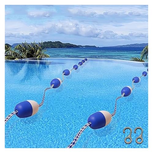 LYHXYLFT 3,3–59 Fuß Sicherheitstrennseil Und Schwimmleine for Schwimmbecken, Schwimmende Pooltrennwand, Mit Vormontierten Haken Und Zweifarbigen Schwimmbojen(12m/39.4ft) von LYHXYLFT