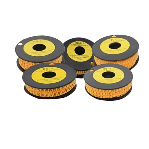 LYHYDMA Kabelmarkierung 1 Rolle Nummernröhre EC-0.1 EC-0 EC-1 EC-2 EC-3 EC-5 Quadratische Nummernröhre Kabelmarkierung Bunte Markierung Draht M Nummer 0 bis 9(Number 0,EC-3-6mm) von LYHYDMA