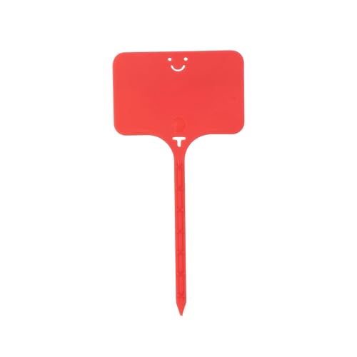 Pflanzenschilder 100 stücke Topfpflanzen Kunststoff Etiketten T-typ Lächeln Form Marker Garten Gemüse Sukkulenten Kindergarten(Red) von LYHYDMA