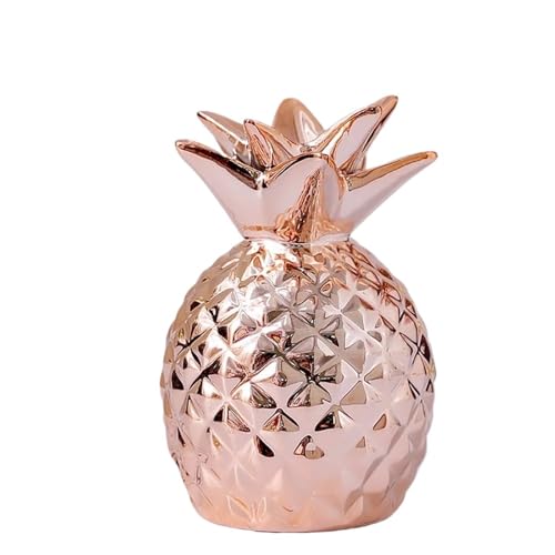 Spardose Keramik Ananas Sparschwein Geld Sparen Box Kreative Gold Dekoration Hause Desktop Handwerk Ornament(Rose Gold) von LYHYDMA