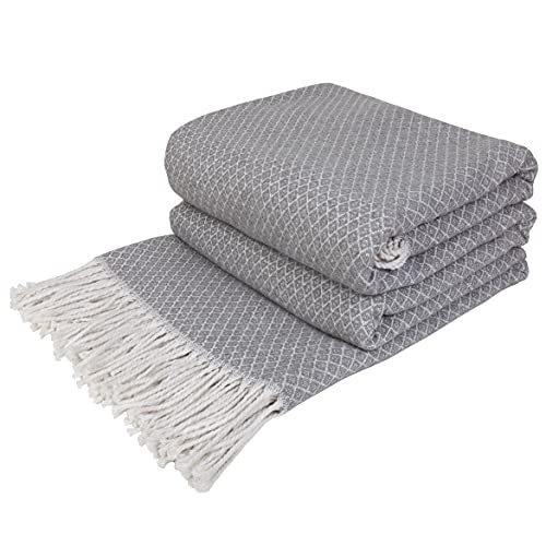 LYHome Baumwolldecke - Tagesdecke Kuscheldecke & Überwurfdecke, Bettdecke Sofadecke Couchdecke & Wohnzimmerdecke, Decken Couch, Baumwolle Plaid Decke Sofa Große (140x200 cm | Hellgrau - Weiß Diamant) von LYHome