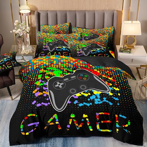 LYJKLST Bettwäsche 100x135 Gamer Gaming Muster Bettbezug 3teilig Microfaser Spiele Spieler Gamepad Bettwäsche Set und Kissenbezug 80x80 cm mit Reißverschluss Mehrfarbig 110 LYJKLST Bettwäsche 100x135 Gamer Gaming Muster Bettbezug 3teilig Microfaser Spiele Spieler Gamepad Bettwäsche Set und Kissenbezug 80x80 cm mit Reißverschluss Mehrfarbig 110 von LYJKLST